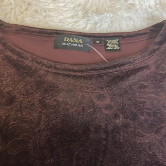 Dana Buckman Crushed Velvet Top Deep Merlot - Picture 7 of 11